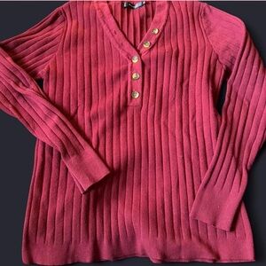 Burgundy Women’s Ribbed Henley Sweater